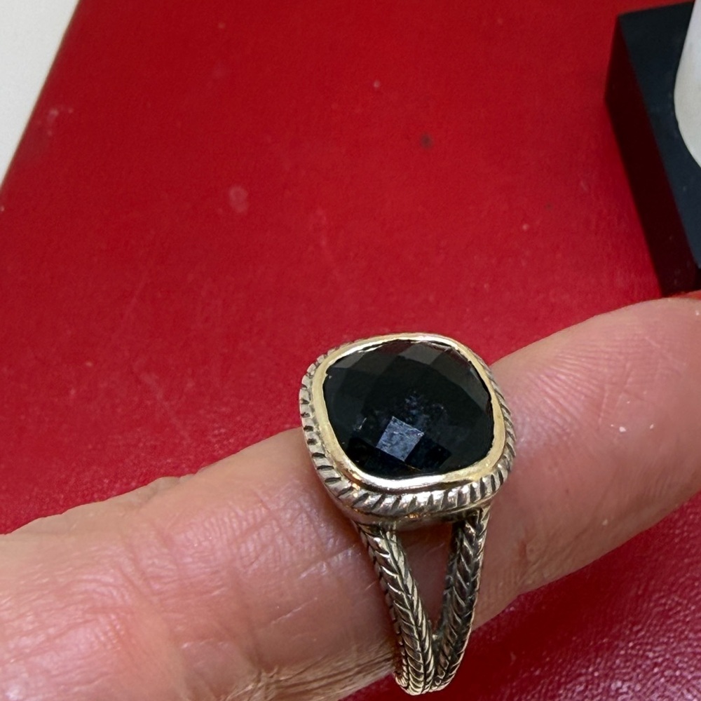 EFFY BH 18K GOLD 925 STERLING SILVER  FACETED Onyx  RING - SIZE 7